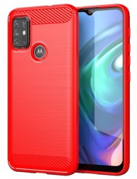 Накладка силиконовая для Motorola Moto G10 / Moto G20 / Moto G30 карбон сталь красная