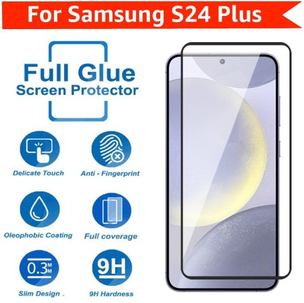 Защитное стекло для Samsung Galaxy S24 Plus (S24+) полноэкранное EDGE TO EDGE черное