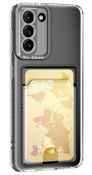 Накладка силиконовая Clear Case для Samsung Galaxy S24 с отделением для карт прозрачная