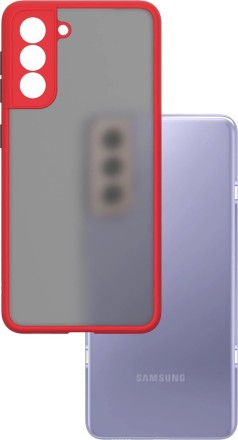 Накладка пластиковая матовая для Samsung Galaxy S21 FE G990 с силиконовой окантовкой красная