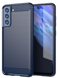 Накладка силиконовая для Samsung Galaxy S21 FE G990 карбон сталь синяя