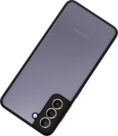 Накладка пластиковая матовая для Samsung Galaxy S21 FE G990 с силиконовой окантовкой чёрная