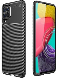 Накладка силиконовая для Samsung Galaxy M53 5G M536 под карбон чёрная