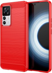Накладка силиконовая для Xiaomi 12T/12T Pro карбон сталь красная
