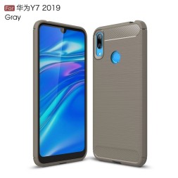 Накладка силиконовая для Huawei Y7 2019 карбон сталь серая