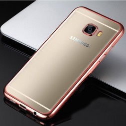Накладка силиконовая для Samsung Galaxy A3 (2017) A320 прозрачная с розовой окантовкой