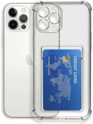 Накладка силиконовая Clear Case для Apple iPhone 14 Pro Max с кардхолдером прозрачная