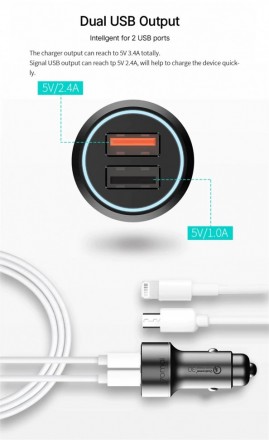 Автомобильное зарядное устройство Xiaomi Mijia 70mai Dual USB Silver (серебристое)