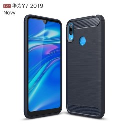 Накладка силиконовая для Huawei Y7 2019 карбон сталь синяя