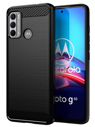 Накладка силиконовая для Motorola Moto G60 карбон сталь чёрная