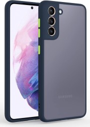 Накладка пластиковая матовая для Samsung Galaxy S21 FE G990 с силиконовой окантовкой синяя