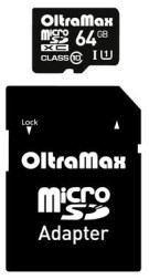 Карта памяти Micro SD OltraMax 64Gb Class 10 с адаптером SD