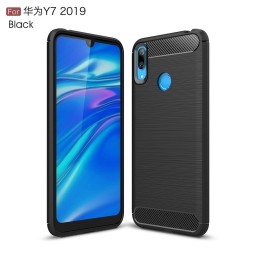 Накладка силиконовая для Huawei Y7 2019 карбон сталь черная
