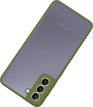 Накладка пластиковая матовая для Samsung Galaxy S21 FE G990 с силиконовой окантовкой хаки