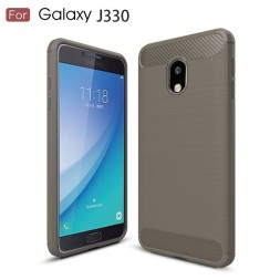 Накладка силиконовая для Samsung Galaxy J3 (2017) J330 под карбон и сталь серая