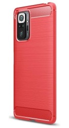 Накладка силиконовая для Xiaomi Redmi Note 10 Pro карбон сталь красная