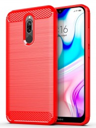 Накладка силиконовая для Xiaomi Redmi 8 карбон сталь красная