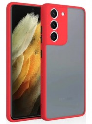 Накладка пластиковая матовая для Samsung Galaxy S22 S901 с силиконовой окантовкой красная