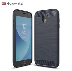 Накладка силиконовая для Samsung Galaxy J3 (2017) J330 под карбон и сталь синяя