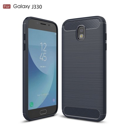 Накладка силиконовая для Samsung Galaxy J3 (2017) J330 под карбон и сталь синяя