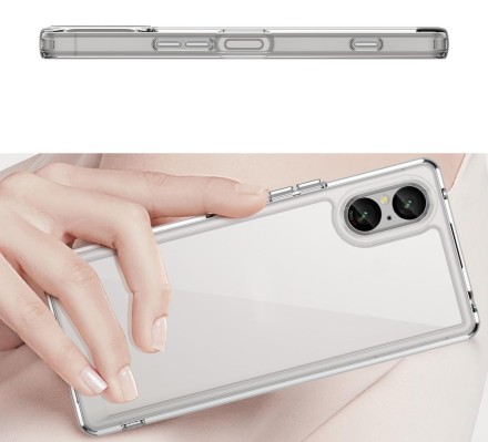 Накладка пластиковая для Sony Xperia 5 V (Sony Xperia 5 5) с силиконовой окантовкой прозрачная