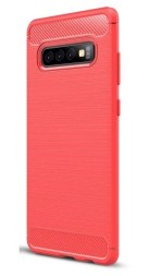 Накладка силиконовая для Samsung Galaxy S10 Plus G975 карбон сталь красная