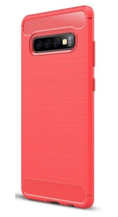 Накладка силиконовая для Samsung Galaxy S10 Plus G975 карбон сталь красная
