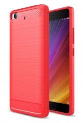 Накладка силиконовая для Xiaomi Mi 5S (5.15&quot;) карбон и сталь красная