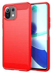 Накладка силиконовая для Xiaomi Mi 11 Lite / Xiaomi 11 Lite 5G NE карбон сталь красная