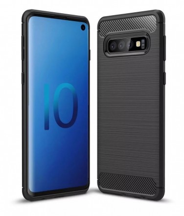 Накладка силиконовая для Samsung Galaxy S10 G973 карбон сталь черная