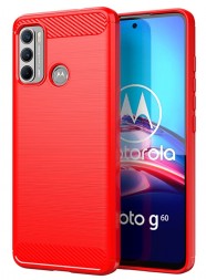 Накладка силиконовая для Motorola Moto G60 карбон сталь красная