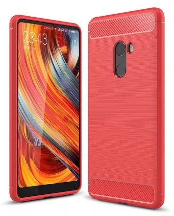 Накладка силиконовая для Xiaomi Mi Mix 2 карбон сталь красная