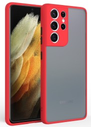 Накладка пластиковая матовая для Samsung Galaxy S22 Ultra S908 с силиконовой окантовкой красная