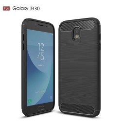 Накладка силиконовая для Samsung Galaxy J3 (2017) J330 под карбон и сталь черная
