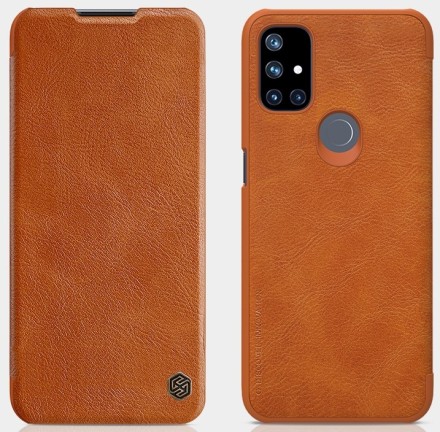 Чехол Nillkin Qin Leather Case для OnePlus Nord N10 5G Коричневый