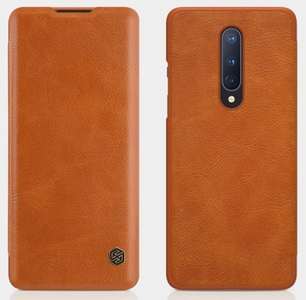 Чехол Nillkin Qin Leather Case для OnePlus 8 коричневый