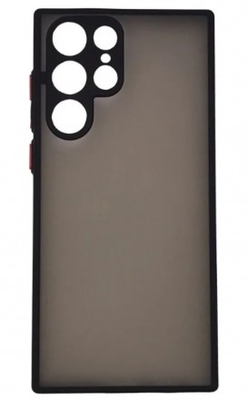Накладка пластиковая матовая для Samsung Galaxy S22 Ultra S908 с силиконовой окантовкой чёрная