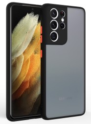 Накладка пластиковая матовая для Samsung Galaxy S22 Ultra S908 с силиконовой окантовкой чёрная