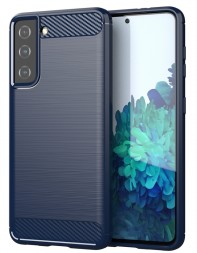 Накладка силиконовая для Samsung Galaxy S21 G991 карбон сталь синяя