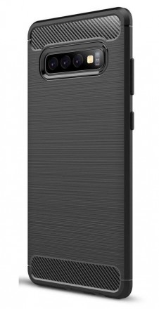 Накладка силиконовая для Samsung Galaxy S10 Plus G975 карбон сталь черная