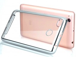 Накладка силиконовая для Xiaomi Redmi 4X прозрачная с серебристой окантовкой