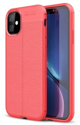 Накладка силиконовая для Apple iPhone 11 под кожу красная