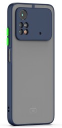 Накладка пластиковая матовая для Poco X4 Pro 5G с силиконовой окантовкой синяя