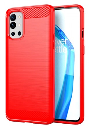 Накладка силиконовая для OnePlus 9 Pro карбон сталь красная