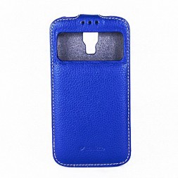 Чехол Melkco ID для Samsung Galaxy S4 I9500/9505 Blue (синий с окном)