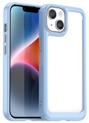 Накладка пластиковая для iPhone 15 с силиконовой окантовкой голубая