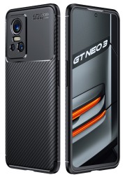 Накладка силиконовая для Realme GT Neo 3 под карбон чёрная