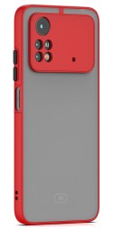 Накладка пластиковая матовая для Poco X4 Pro 5G с силиконовой окантовкой красная