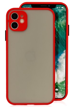 Накладка пластиковая матовая для Apple iPhone 11 с силиконовой окантовкой красная