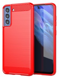Накладка силиконовая для Samsung Galaxy S21 Plus G996 карбон сталь красная